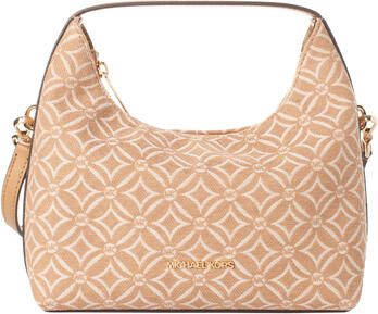 Michael Kors Geometrische Hobo Tas met Ritssluiting Beige Dames