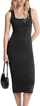 MICHAEL Kors Lange Jurk METALLIC MK SQ NK DRS