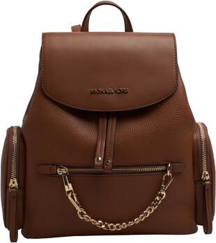Michael Kors Pebbled Leather Chain Shoulder Backpack Brown Dames