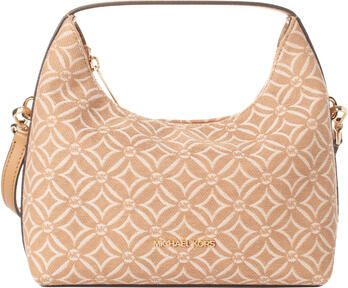 Michael Kors Geometrische Hobo Tas met Ritssluiting Beige Dames