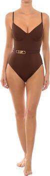 Michael Kors One-Piece Badpak met Logoriem Brown Dames