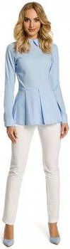 Moe Blouse M339 Ruggeruite blouse met kraag lichtblauw