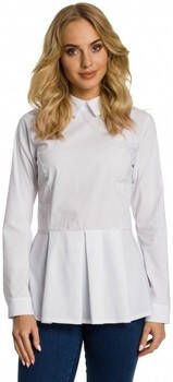 Moe Blouse M339 Ruggeruite blouse met kraag wit
