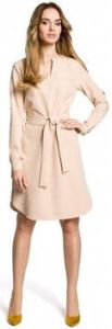Moe Jurk M361 Overhemdjurk met aangeknoopte riem beige