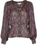 Morgan semi-transparante peplum blouse met paisleyprint en plooien zwart - Thumbnail 2