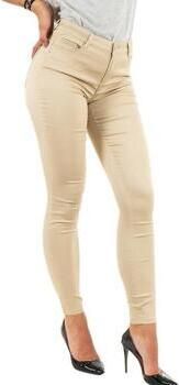 Morgan coated slim fit broek beige - Foto 4