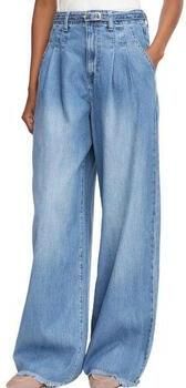 Morgan high wide leg jeans met ceintuur mediumblauw - Foto 4