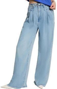 Morgan high waist wide leg jeans met ceintuur lichtblauw - Foto 3