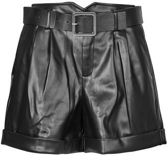 Morgan imitatieleren high waist slim fit short zwart - Foto 3