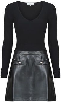 Morgan ribgebreide coated jurk zwart