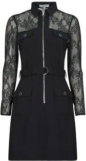 Morgan kanten A-lijn jurk met ceintuur zwart