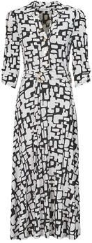 Morgan maxi jurk met all over print en ceintuur zwart wit - Foto 3