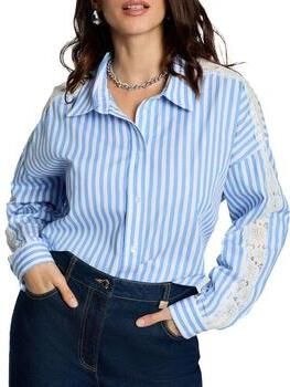 Morgan gestreepte blouse blauw broderie - Foto 4