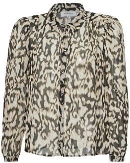 Morgan semi-transparante blouse met dierenprint bruin ecru