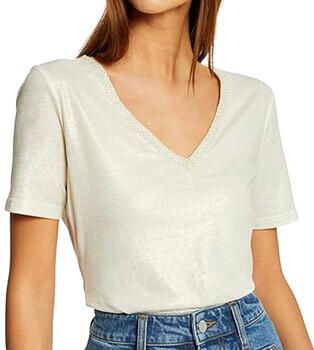 Morgan gemêleerd T-shirt met linnen en zijstreep ecru - Foto 2