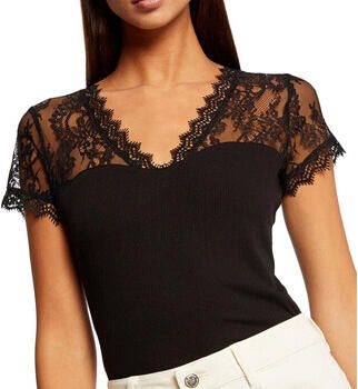 Morgan semi-transparante top met kant marine - Foto 4