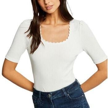 Morgan ribgebreide top ecru