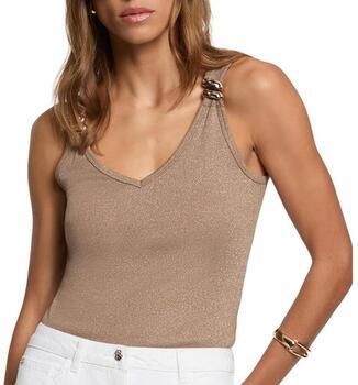 Morgan mouwloze top met glitters beige - Foto 3