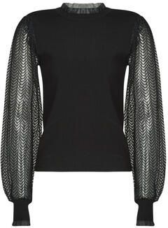 Morgan semi-transparante top met ruches zwart - Foto 3