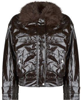 Morgan imitatieleren winterjas met imitatiebontkraag donkerbruin - Foto 3