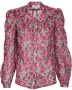 Morgan gebloemde semi-transparante blouse rood roze ecru - Thumbnail 2