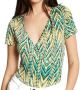Morgan top met all over print en overslag detail groen zwart geel - Thumbnail 2
