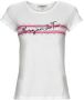 Morgan T-shirt met printopdruk en glitters wit roze - Thumbnail 2