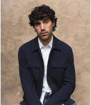 MOS MOSH Onderhemd Austin Knit Overshirt Navy
