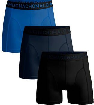 Muchachomalo Boxers Boxershorts Effen Blauw Zwart 3-Pack