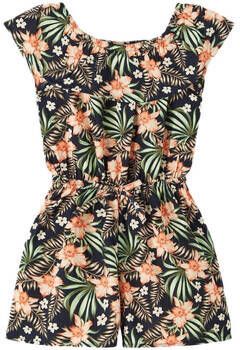 Name it MINI gebloemde playsuit NMFVINAYA groen donkerblauw roze Meisjes Polyester Boothals 104