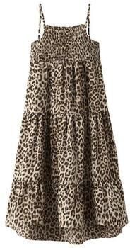 NAME IT KIDS maxi jurk met panterprint bruin