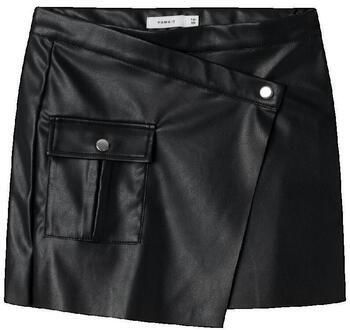 NAME IT KIDS imitatieleer imitatieleren rok zwart
