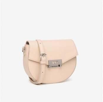 Nerogiardini Leren schoudertas met clipsluiting Beige Dames