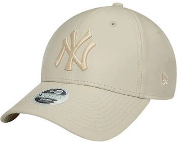 New era Beige Faux Leren Hoed met Logo Beige Dames
