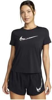 Nike One Dri-FIT hardlooptop met graphic en korte mouwen voor dames Zwart