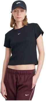Nike strak kort T-shirt met ribbels voor dames Zwart - Foto 5