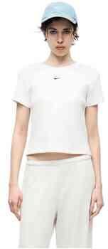 Nike strak kort T-shirt met ribbels voor dames Wit - Foto 5