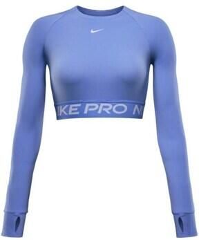 Nike Dri-FIT korte top met lange mouwen voor dames Pro Blue- Dames Blue