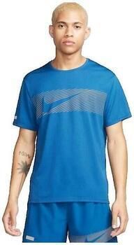 Nike UV-hardlooptop met korte mouwen en Dri-FIT voor heren Miler Flash Court Blue- Heren Court Blue