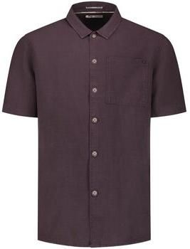 No Excess Overhemd Korte Mouw Short Sleeve Overhemd Linen Blend Bruin