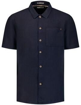 No Excess Overhemd Korte Mouw Short Sleeve Overhemd Linen Blend Navy