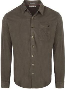 No Excess Overhemd Lange Mouw Fine Corduroy Overhemd Dark Clay