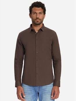 No Excess Overhemd Lange Mouw Overhemd Bruin Melange Flannel