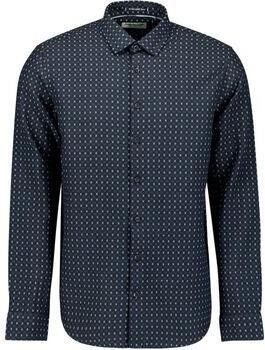 No Excess Overhemd Lange Mouw Overhemd Jacquard Print Navy