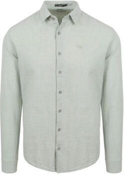 No Excess Overhemd Lange Mouw Overhemd Linnen Groen Melange