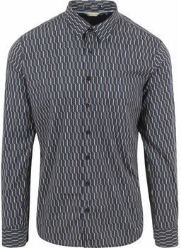 No Excess Overhemd Lange Mouw Overhemd Print Donkerblauw