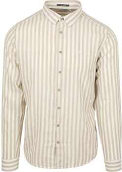 No Excess Overhemd Lange Mouw Overhemd Stripes Beige