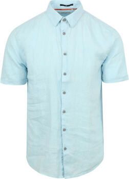 No Excess Overhemd Lange Mouw Short Sleeve Overhemd Linnen Lichtblauw