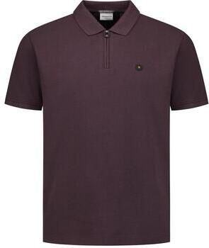 No Excess Polo Shirt Korte Mouw Half Zip Poloshirt Bruin