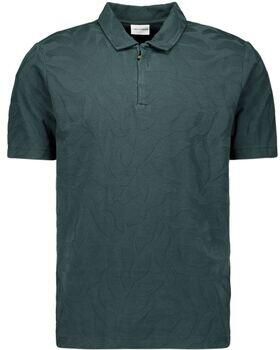 No Excess Polo Shirt Korte Mouw Half Zip Poloshirt Jacquard Dark Steel